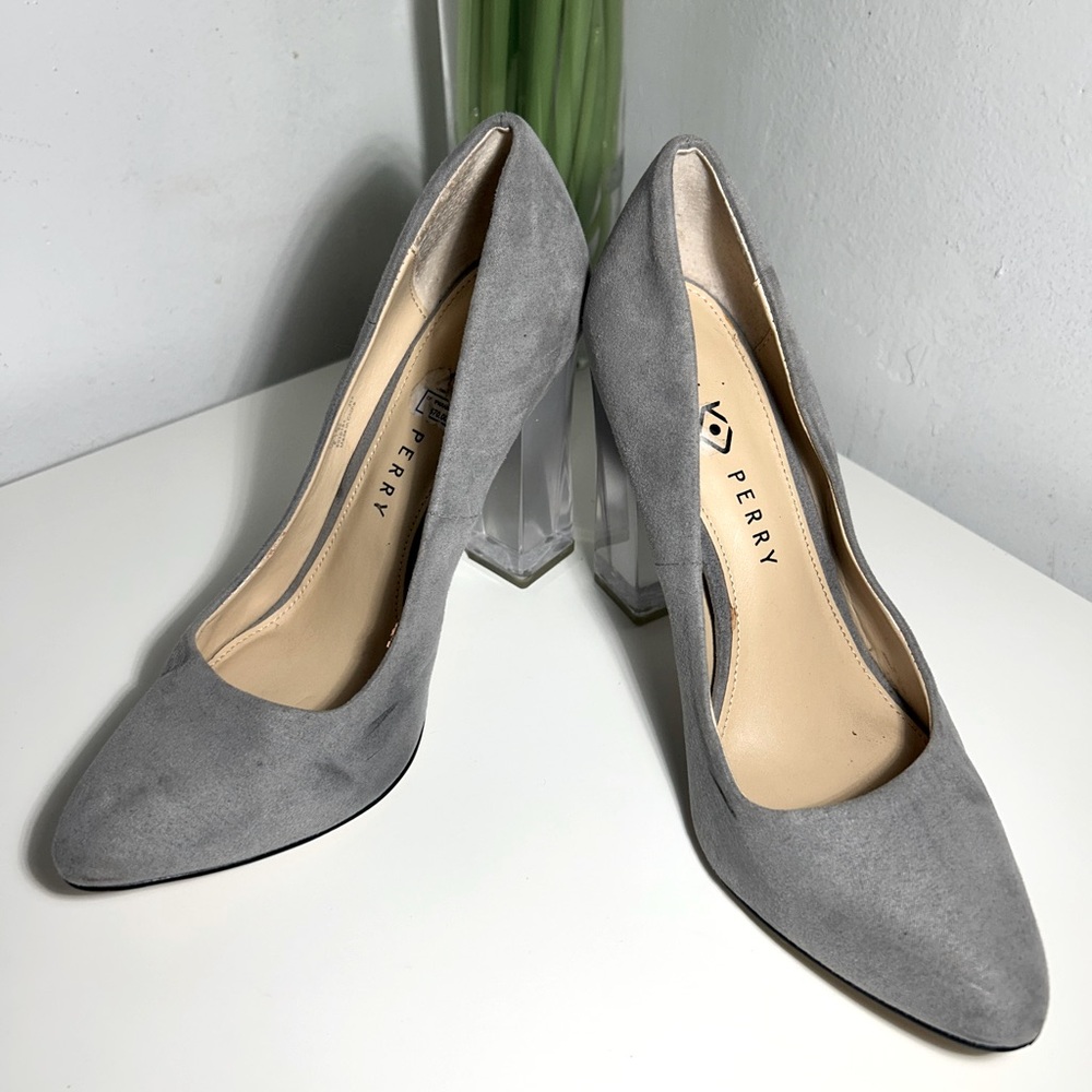 Katy Perry- The A.W. Microsuede Dark Nickel Heel